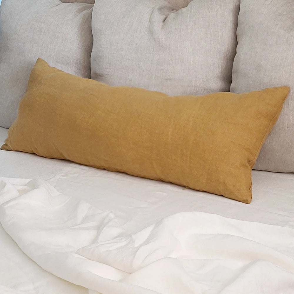 Linen Lumbar Pillow Cover 14x36, Custom Body Pillow cover