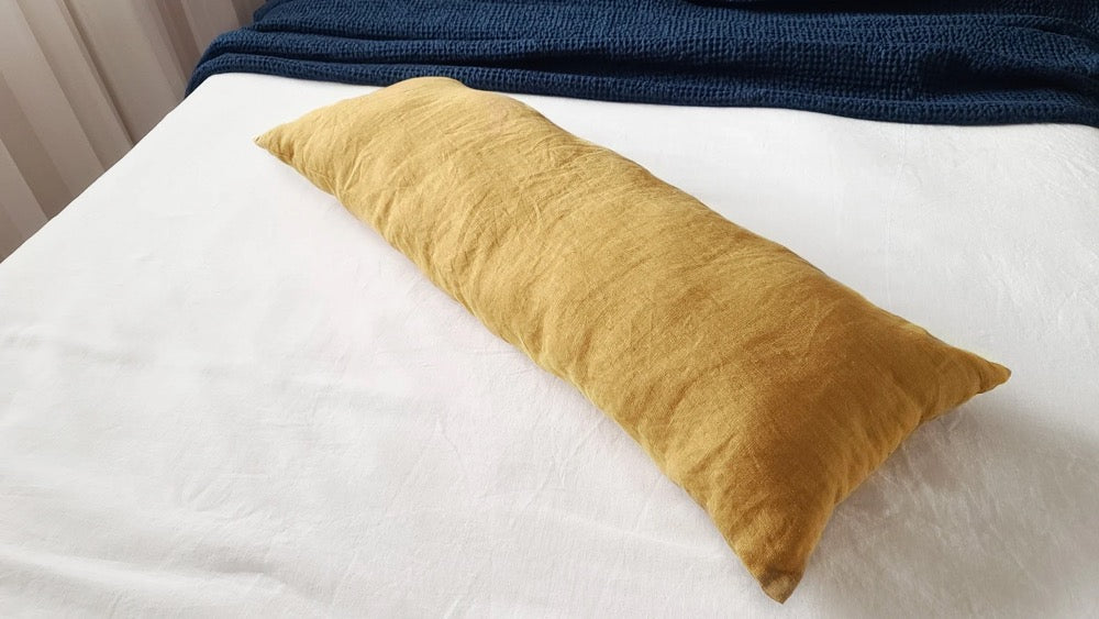 Body Pillow Cover made from 100% Linen, Washed European Linen Lumbar Pillow Cover, Custom Body Pillowcase