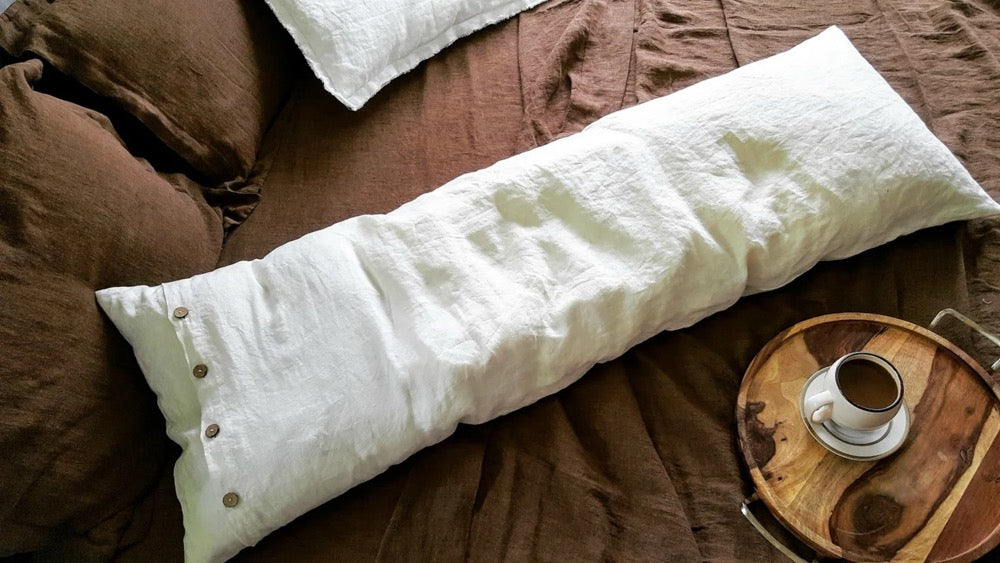 Long Lumbar Pillow Cover Crafted from European Linen with buttons, Custom Body Pillow Cover, Extra-long Linen Pillow Sham