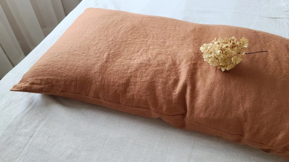 Linen Lumbar Pillow Cover 14x36, Custom Body Pillow cover