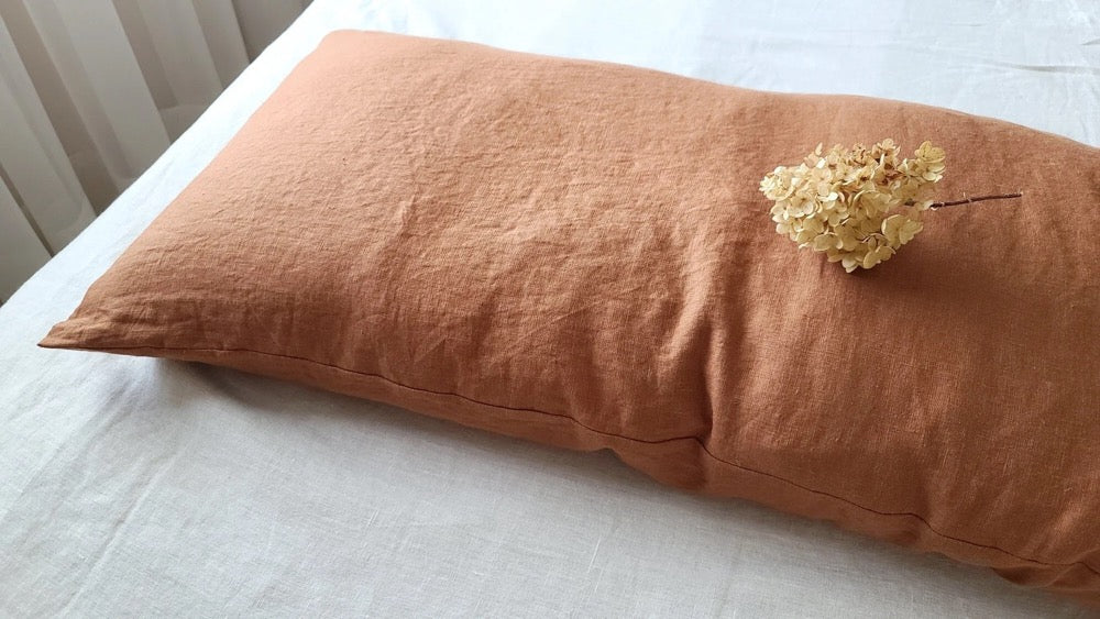 Body Pillow Cover made from 100% Linen, Washed European Linen Lumbar Pillow Cover, Custom Body Pillowcase