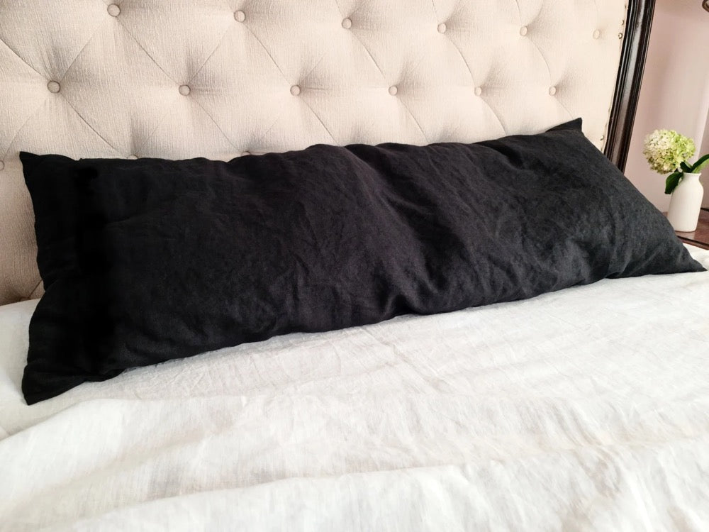 Body Pillow Cover made from 100% Linen, Washed European Linen Lumbar Pillow Cover, Custom Body Pillowcase