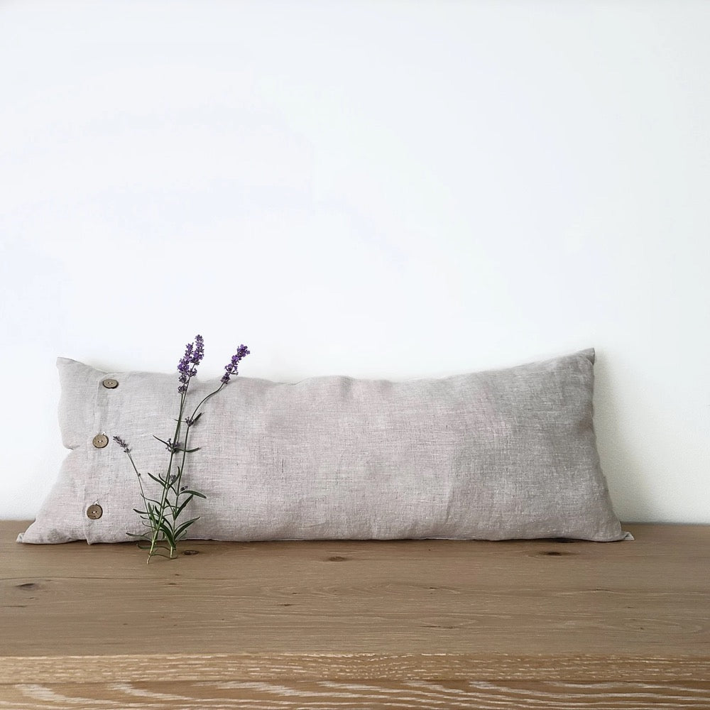 Long Lumbar Pillow Cover Crafted from European Linen with buttons, Custom Body Pillow Cover, Extra-long Linen Pillow Sham